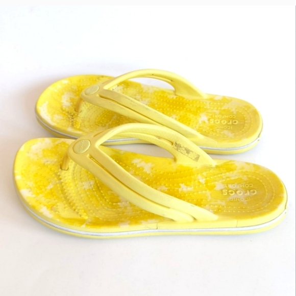 Crocs Crocband Bleach Dye FlipFlops Canary Yellow - Picture 8 of 9